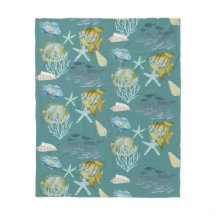 Cute acuarela Estantes de Pescado Coral Fleece Bla