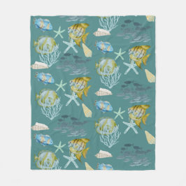 Manta Polar Cute acuarela Estantes de Pescado Coral Fleece Bla