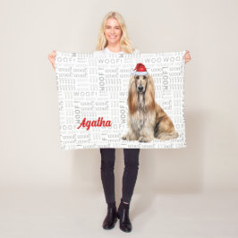 Manta Polar Cute Afghan Hound Dog with Name Christmas Holiday