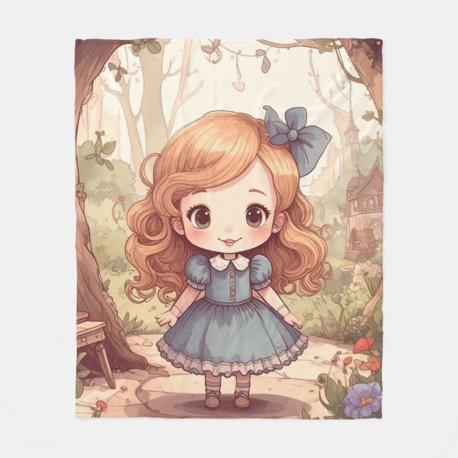 Manta Polar Cute Alice in Wonderland Whimsical Woodland Art (Anverso)