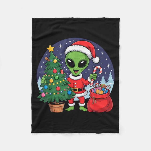 Manta Polar Cute Alien Christmas Tree Lights Xmas Holidays Win (Anverso)