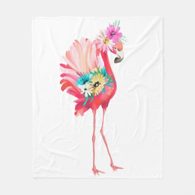 Manta Polar Cute and beautiful pink flamingo mexican bird with (Anverso)