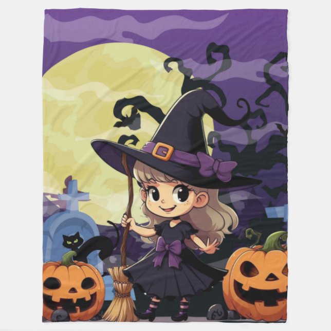 Manta Polar Cute Anime Halloween Witch (Anverso)