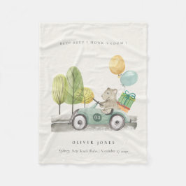 Manta Polar Cute Aqua Green Teddy Balloon Regalo Fiesta Car