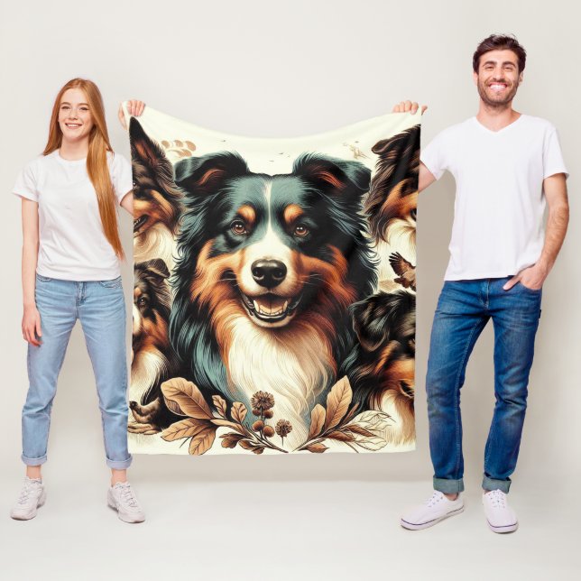Manta Polar Cute Australian Shepherd Painting (In situ)