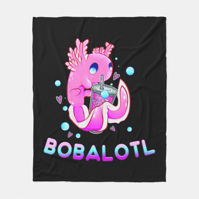 Manta Polar Cute Axolotl Lover Bobalotl Boba Kawaii Anime Japa (Anverso)