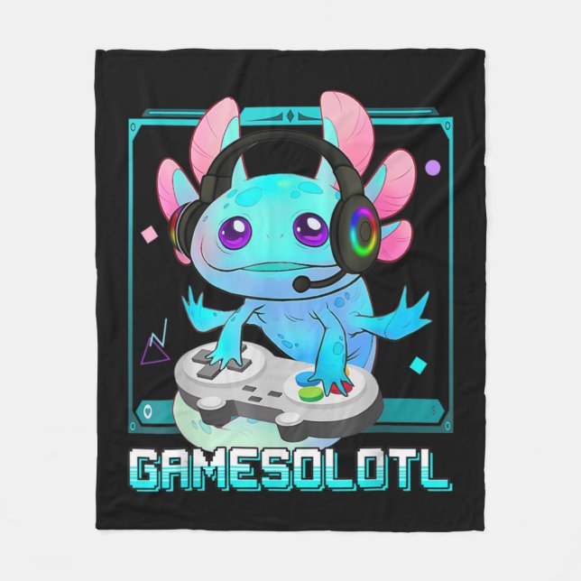 Manta Polar Cute Axolotl Lover Gamesalotl Gaming Niños Axolotl (Anverso)