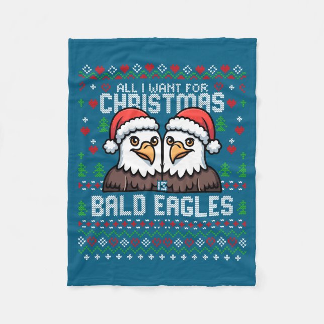 Manta Polar Cute Bald Eagles Christmas Ugly Xmas Sweater Patri (Anverso)