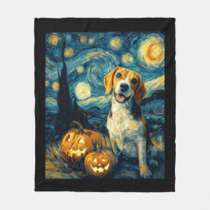 Manta Polar Cute beagle Perro Halloween Jack O Lantern Calabaz