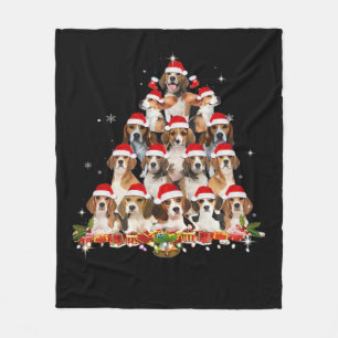 Manta Polar Cute Beagles árbol de Navidad perro Santa camiseta