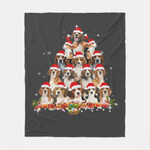 Manta Polar Cute Beagles Árbol de Navidad Perro Santa Camiseta