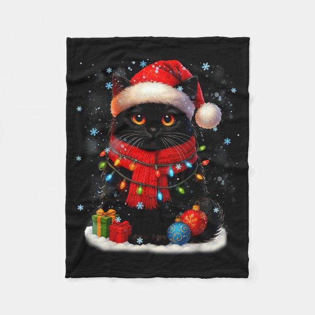 Manta Polar Cute Black Cat Santasnowflake Christmas Xmas Women (Anverso)