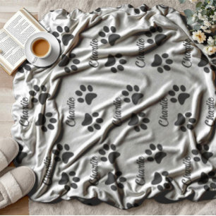 Manta Polar Cute Black Paw Pet Lover nombre Kitchen