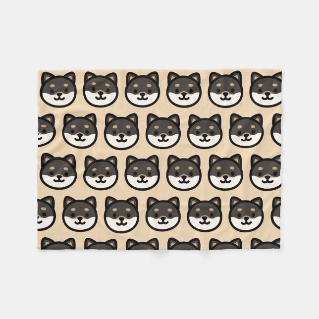 Manta Polar Cute black Shiba Inu Dog Face (Frente (Horizontal))