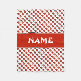 Manta Polar Cute Blanco y Rojo Ladybugs Nombre personalizado K