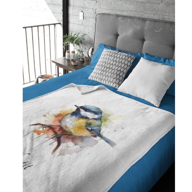 Manta Polar Cute Bluetit en una sucursal, personalizado (Subido por el creador)