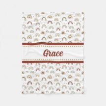 Cute Boho Rainbow Pattern Niños Fleece Blanket
