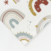 Cute Boho Rainbow Pattern Niños Fleece Blanket