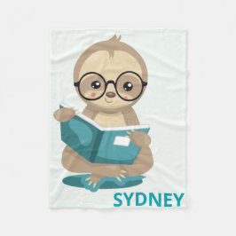 Manta Polar Cute Bookworm Sloth Leer libros Personalizados