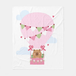 Manta Polar Cute Capybara Pink Birthday Party