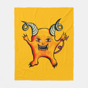 Manta Polar Cute caricatura de Demon Niños Amarillos