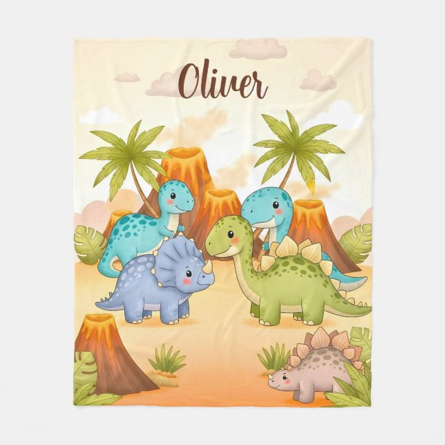 Manta Polar Cute Cartoon Dinosaur Friends (Anverso)