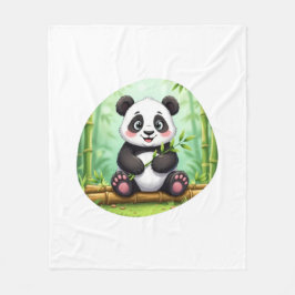 Manta Polar Cute Cartoon Panda on Bamboo Patch