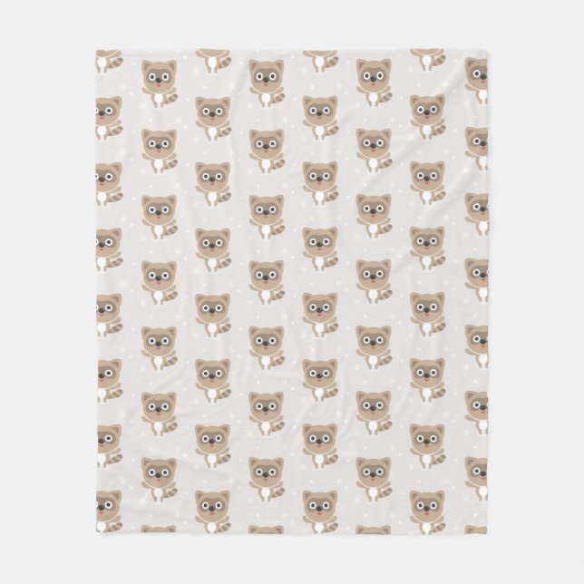 Manta Polar Cute Cartoon Raccoons Winter Pattern (Anverso)