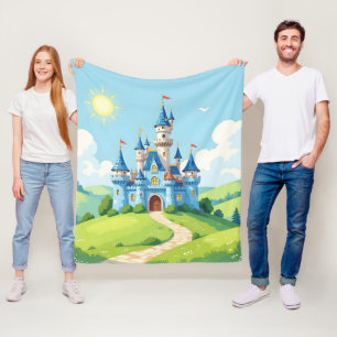 Manta Polar Cute castillo azul y blanco