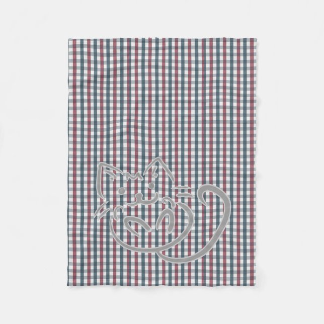 Manta Polar Cute Cat and Plaid Pattern (Anverso)