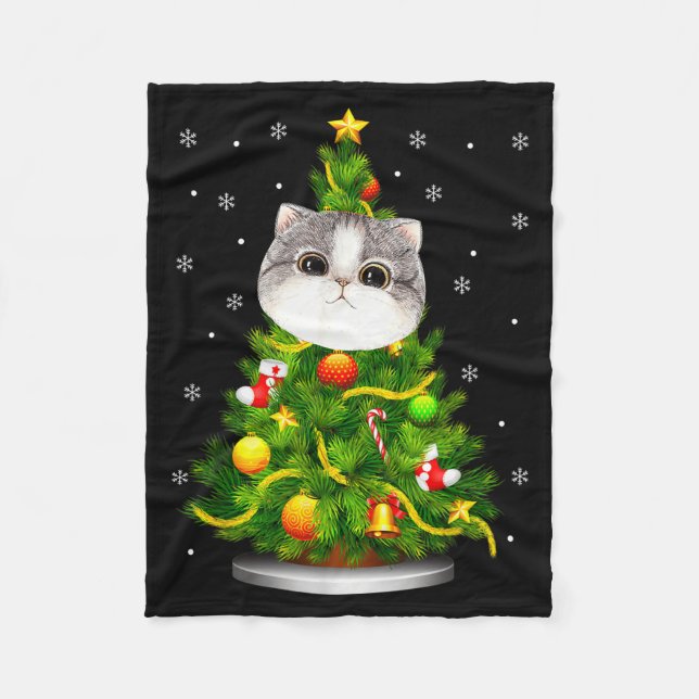 Manta Polar Cute Cat Christmas Tree Holiday Cat Lovers Xmas Wo (Anverso)
