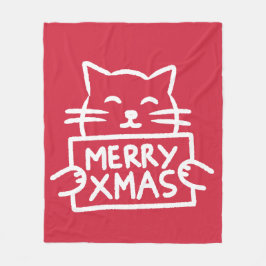 Manta Polar Cute Cat Merry Xmas