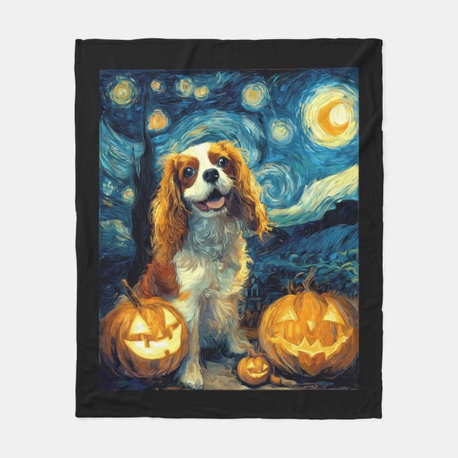 Manta Polar Cute Cavalier King Charles Spaniel perro Halloween (Anverso)
