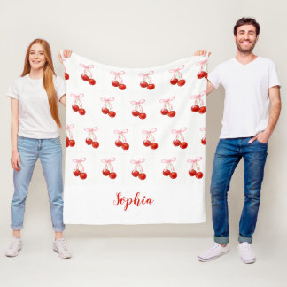 Manta Polar Cute Cherry Coquette Blanket - custom name