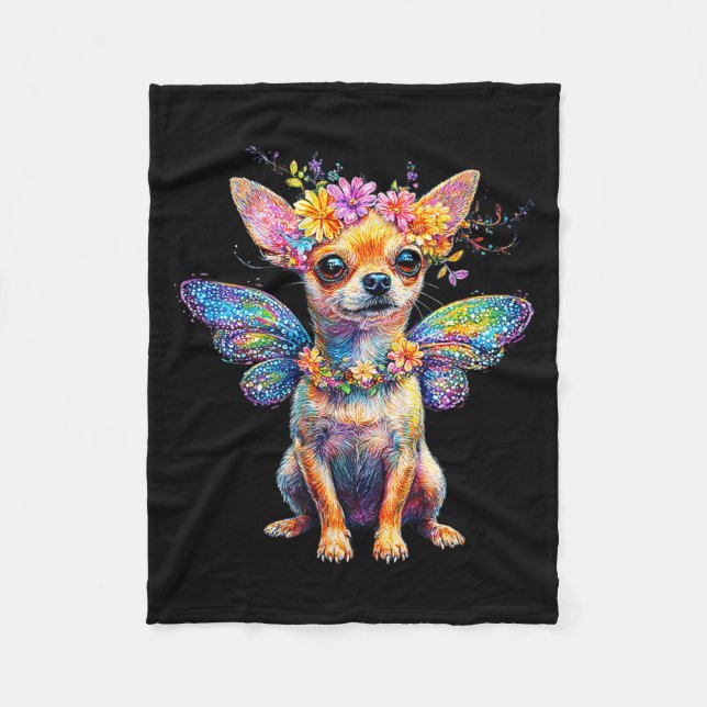 Manta Polar Cute Chihuahua Dog Angel With Wings  (Anverso)