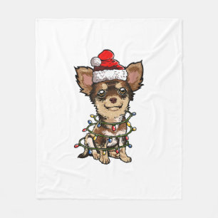 Manta Polar Cute Chihuahua Santa Christmas Tree enciende Navid