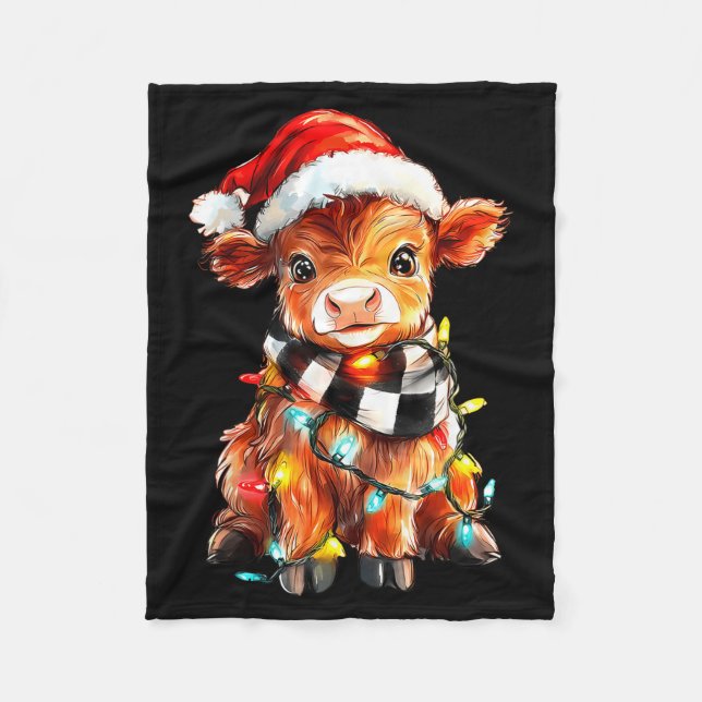Manta Polar Cute Christmas Baby Highland Cow F Thanksgiving  (Anverso)