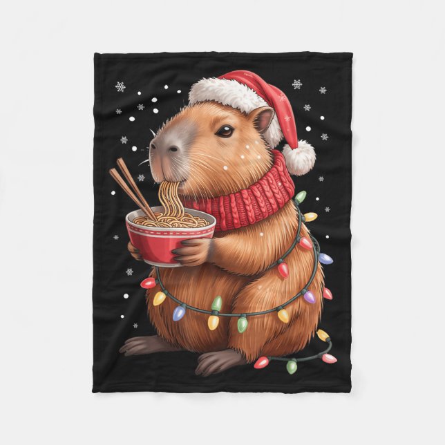 Manta Polar Cute Christmas Capybara With Ramen Bowl Holiday Te (Anverso)
