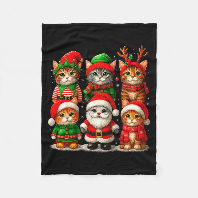 Manta Polar Cute Christmas Cats  (Anverso)