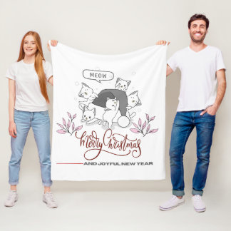 Manta Polar Cute Christmas Cats “Meow” Holiday Design