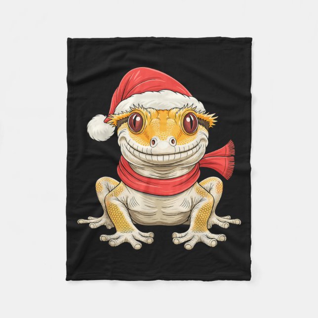 Manta Polar Cute Christmas Crested Gecko Santa  (Anverso)