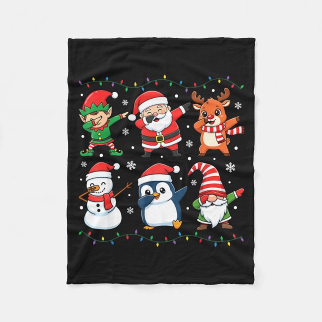Manta Polar Cute Christmas Dabbing Santa Elf Reindeer Boys Gir (Anverso)