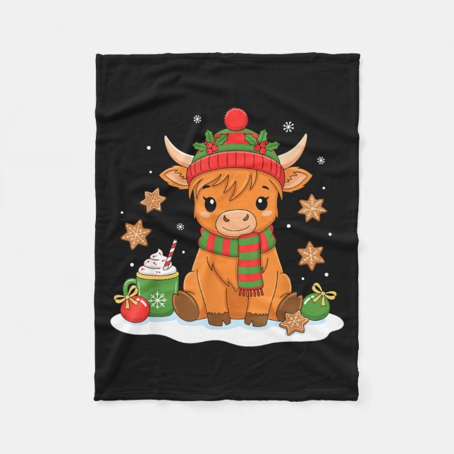 Manta Polar Cute Christmas Highland Cow Lover Xmas Women Farm  (Anverso)