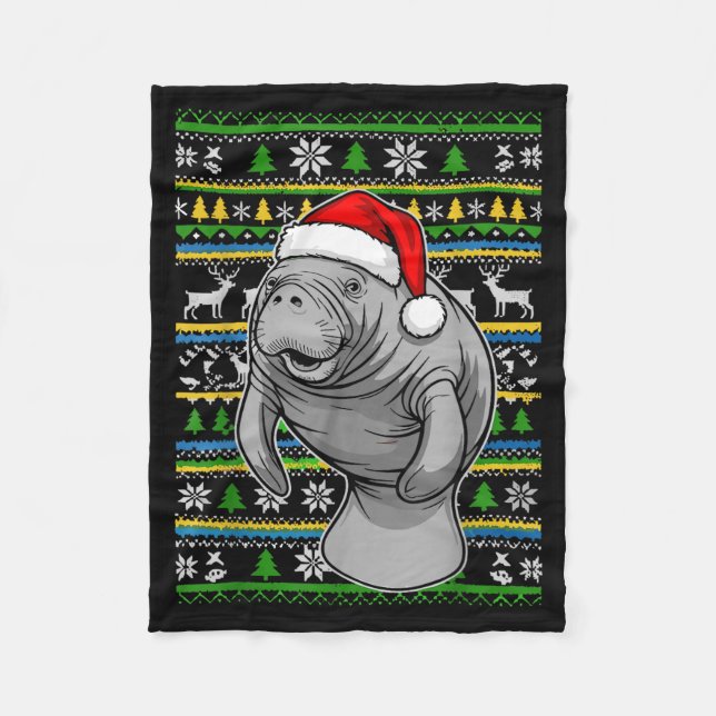 Manta Polar Cute Christmas Manatee Shirt, Manatee Ugly Xmas Sw (Anverso)