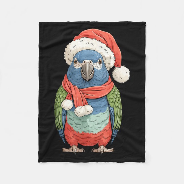 Manta Polar Cute Christmas Onus Parrot Santa Bird Lovers  (Anverso)