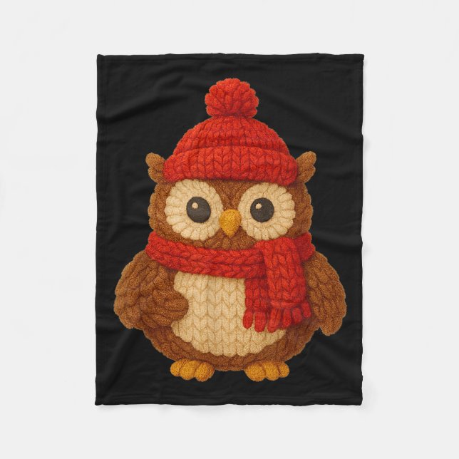 Manta Polar Cute Christmas Owl Winter Snow  (Anverso)
