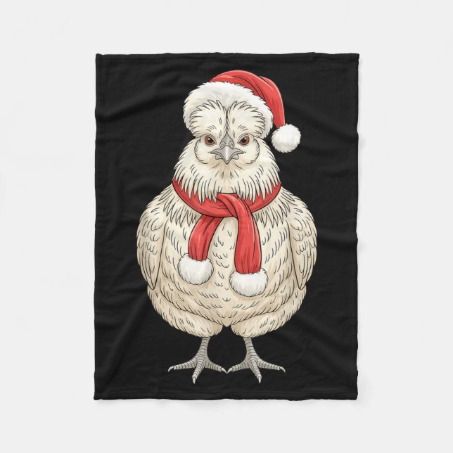 Manta Polar Cute Christmas Silkie Chicken Santa Farm Animal  (Anverso)