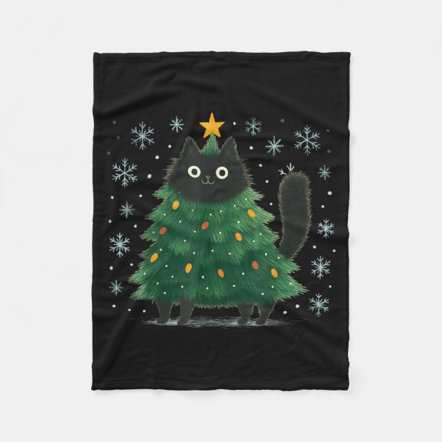 Manta Polar Cute Christmas Tree Cat Funny Holiday Snowflake  (Anverso)