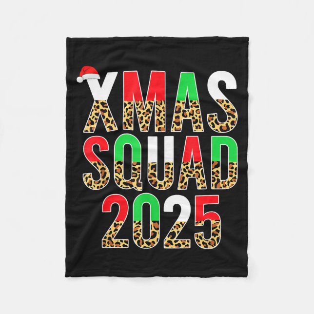 Manta Polar Cute Christmas Xmas Squad 2025 Leopard Print Famil (Anverso)