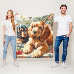 Manta Polar Cute Cocker Spaniel Painting